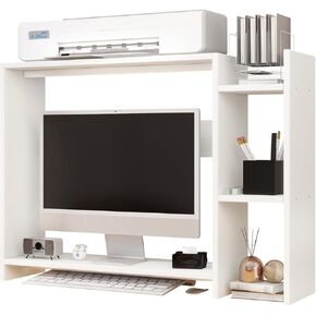 IBUYKE Desktop Bookshelf,36.8" Desktop Organizer Shelf,Wood Desk Hutch for Computer Monitor,Display Shelf for Office Home Dormitory,Black TMZ008B