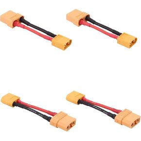 4pcs xt60 ذكر إلى محولات أنثى xt90 مع كابل 14Awg 2in - مثالي لمحركات RC وأنظمة البطارية المزدوجة