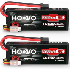 HOOVO 3S Lipo Battery 11.1V 6500mAh 120C Hard Case with Deans T Plug for RC Vehicles, RC Car Truck, RC Quadcopter, Helicopter, RC Boat, DJI Airplane, LOSI Associated Racing Hobby (2 Packs)