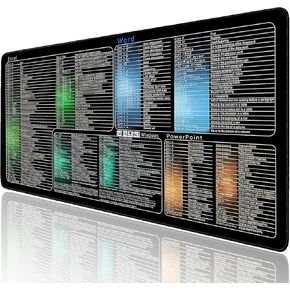Excel/Word/Power Point/Windows Cheat Sheet Desk Pad, Waterproof Mousepad, Large Office Gaming Desk mat(XL 31.5 x 11.8 in), Non-Slip for Computer Mouse pad, Employee Appreciation Gifts