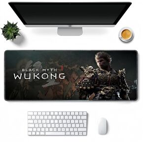 حصيرة مكتب الألعاب ، Mousepad ألعاب أسود ، حصيرة مكتب الكمبيوتر الممتدة مع قاعدة مطاطية غير قابلة للانزلاق وحواف مخيط ، موسباد كبير الحجم ، الأسطورة الأسطورية Wukong (35.5 × 15.7 × 0.15 بوصة)
