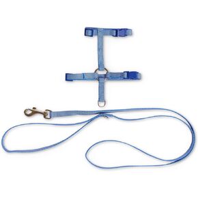 & Co. Blue Seersucker for Style Kitten Harness & Leash Set
