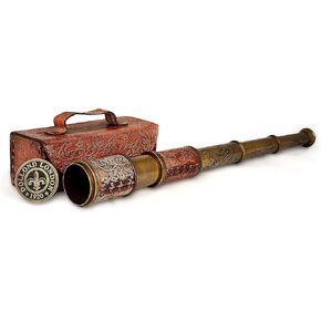 Antique Pirate Telescope with Leather Case, Handheld Telescope for Adventure Enthusiasts, Monocular Nautical Decor for Gifting, Decor Spyglass, Travellers, Dolland London, 17.5"