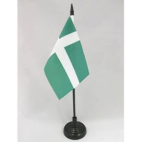 Puerto Rico Independentist Table Flag 4 '' x 6 '' - Desk Desk Flag 15 × 10 سم - عصا بلاستيكية أسود وقاعدة - علم AZ