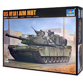 عازف البوق الأمريكي M1A1 AIM MBT Tank Plastic Model Kit ، 1/16 مقياس ، أسود