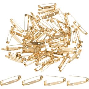 M METERXITY 60-Pack Bar Pins, 1.6 Inch Brooch Pin Backs Safety Clasp for Badges/Name Tags/Corsage/DIY Crafting Sewing Fabric, Metal Boutonnieres Locking Pin-Backing [40mm, Light Golden]