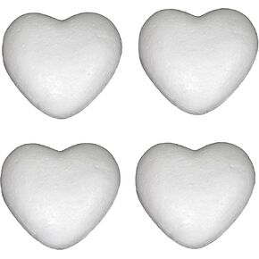 Meuey Lyot 4 بوصة (حوالي 10.2 سم) القلب الأبيض على شكل styrofoam عيد الميلاد الحرف الستايروفوم القلب قلوب من أجل الحرف اليدوية DIY Art Deco و Home Craft Project 4pcs