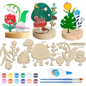 Phedra DIY Wooden Plant Paint Craft Kit للأطفال والبالغين ، فنيات الطلاء الحرف الفنية للبنين فتيات الحفلات مستلزمات الفصول الدراسية الأعمار 4-8 8-12