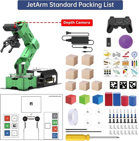 Hiwonder ROS2 ROS1 Robotic Arm for Jetson Nano 6dof Robot Arm Kits Open Source Vision Programming Robot Smart Learning Education ، Jetarm Standard Kit & Jetson Nano 4GB in Kuwait