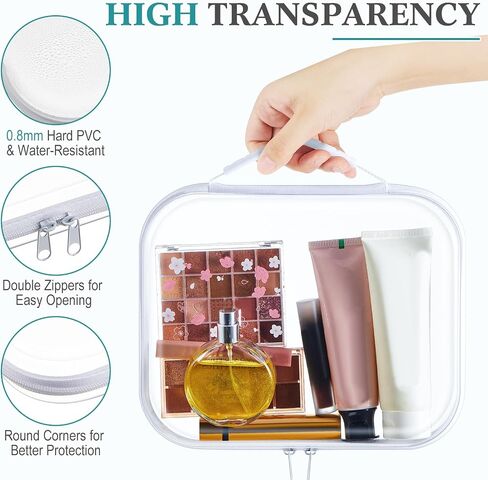 Sanwuta 4 Pcs Clear Hardshell Zipper Case with Handle Hard Plastic Pouches Toy Storage Bins Transparent Cases for Snacks, Cosmetic, Building Blocks, Puzzles(9.8 x 7.9 x 2 Inches) in Saudi Arabia