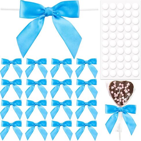 20pcs Black Twist Tie Bow for Crafts, 3.5" Small Premade Gift Bow, Satin Ribbon Bowknot for Wrapping Gift Bakery Candy Treat Bag Christmas Halloween Wedding Bridal Shower Decor in Saudi Arabia