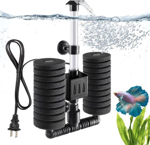 مرشح AQQA Aquarium Filter مرشح طاقة داخلي غير قابل للمرور مع ترشيح متعدد المراحل لخزانات أسماك المياه العذبة والمياه المالحة ، ومضخة كهربائية هادئة لمدة 10-40 جالون (110 فولت/60 هرتز) in Kuwait