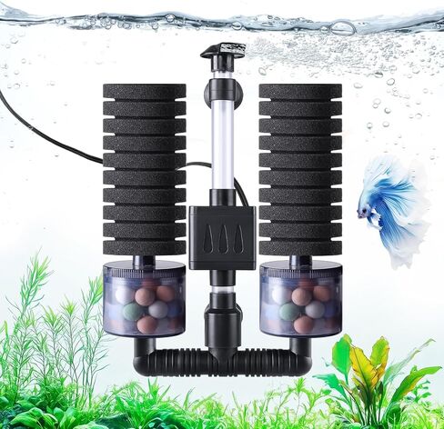 مرشح AQQA Aquarium Filter مرشح طاقة داخلي غير قابل للمرور مع ترشيح متعدد المراحل لخزانات أسماك المياه العذبة والمياه المالحة ، ومضخة كهربائية هادئة لمدة 10-40 جالون (110 فولت/60 هرتز) in Kuwait