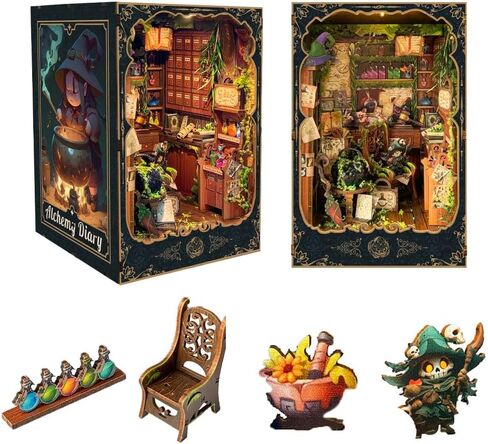 Book Nook Kit DIY Miniature House Kit for Adults, Teens and Beginners, Dollhouse Booknook Fantasy Book Nooks Bookshelf Decor 3D Wooden Puzzle, Gifts for Family, Friends--Fantasy Store (SQ-25) in Kuwait