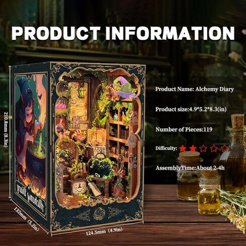 Book Nook Kit DIY Miniature House Kit for Adults, Teens and Beginners, Dollhouse Booknook Fantasy Book Nooks Bookshelf Decor 3D Wooden Puzzle, Gifts for Family, Friends--Fantasy Store (SQ-25) in Kuwait