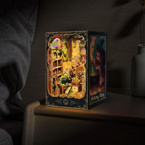 Book Nook Kit DIY Miniature House Kit for Adults, Teens and Beginners, Dollhouse Booknook Fantasy Book Nooks Bookshelf Decor 3D Wooden Puzzle, Gifts for Family, Friends--Fantasy Store (SQ-25) in Kuwait