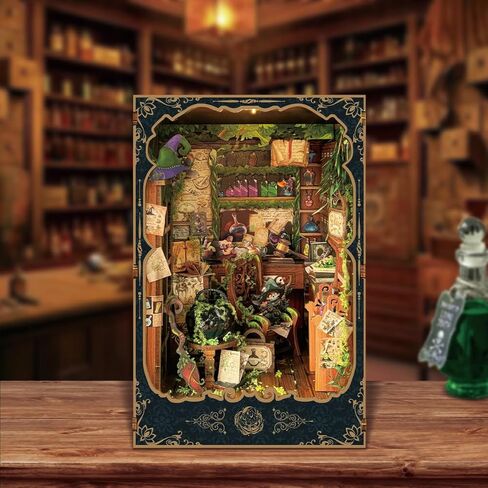 Book Nook Kit DIY Miniature House Kit for Adults, Teens and Beginners, Dollhouse Booknook Fantasy Book Nooks Bookshelf Decor 3D Wooden Puzzle, Gifts for Family, Friends--Fantasy Store (SQ-25) in Kuwait