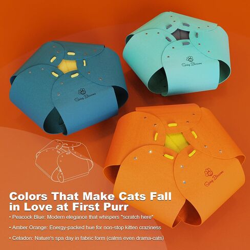 Spring Blossoms Cat Tunnel, Cat Cave for Indoor Cats Bed,Scratch Resistant Cat Toys for Medium Large Cats Hide and Seek Toy (Peacock Blue) in Kuwait