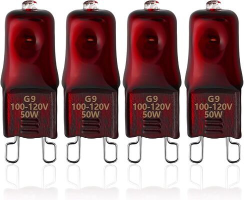مصابيح مصباح الحرارة الحمراء G9 للزواحف 50W 4PACK ، مصابيح مصباح هالوجين ليلية صغيرة ، ضوء حرارة الأشعة تحت الحمراء القابلة للضوء للسلحفاة ، السلحفاة ، جيكو ، التنين الملتحي ، دبابة السحلية in Kuwait
