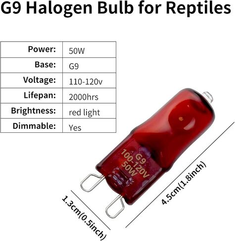 مصابيح مصباح الحرارة الحمراء G9 للزواحف 50W 4PACK ، مصابيح مصباح هالوجين ليلية صغيرة ، ضوء حرارة الأشعة تحت الحمراء القابلة للضوء للسلحفاة ، السلحفاة ، جيكو ، التنين الملتحي ، دبابة السحلية in Kuwait