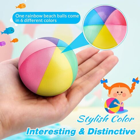 Jerify 24 قطعة من كرات ضغط الشاطئ الصغيرة مقاس 2.5 بوصة من إسفنج البولي يوريثان لتخفيف الضغط، كرة صغيرة بألوان قوس قزح وتفجير كرات الشاطئ للفتيات والأولاد وأعياد الميلاد وحفلات هاواي المفضلة للألعاب المائية الصيفية (لون كلاسيكي) in Kuwait