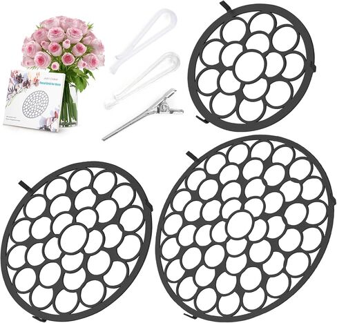 Flower Arrangement Holder 3/4/5in Floral Grid Flower Frog Arranging Tool Wire Arranger Twist for Vase Floral Ikebana Stems Holder Bouquets Plant Fixation(3/4/5in Black) in Kuwait