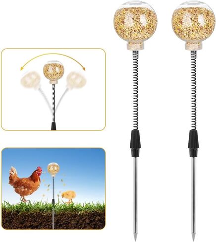 2 Pack Chicken Feeding Toy, Chicken Enrichment Toys with Spring and Ground Stake, Chicken Treat Dispenser Peck Toy for Hens Poultry Duck Birds Parrot Cat in Saudi Arabia