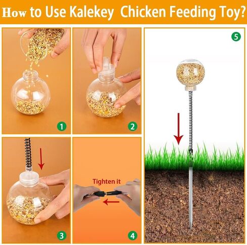 2 Pack Chicken Feeding Toy, Chicken Enrichment Toys with Spring and Ground Stake, Chicken Treat Dispenser Peck Toy for Hens Poultry Duck Birds Parrot Cat in Saudi Arabia