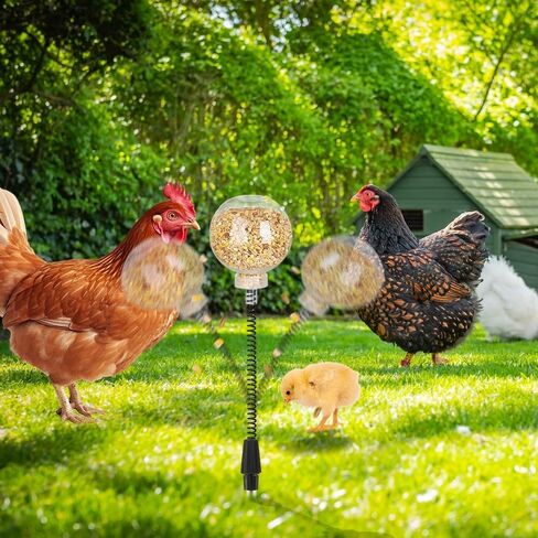 2 Pack Chicken Feeding Toy, Chicken Enrichment Toys with Spring and Ground Stake, Chicken Treat Dispenser Peck Toy for Hens Poultry Duck Birds Parrot Cat in Saudi Arabia