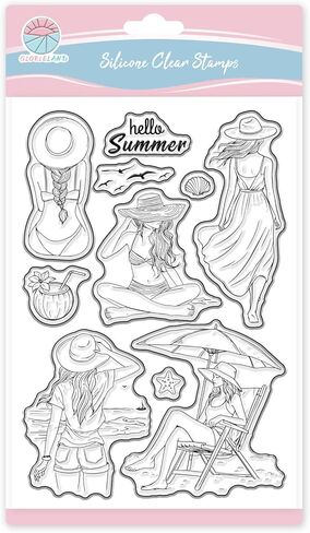 GLOBLELAND Ocean Mermaid Clear Stamps for Scrapbooking Jellyfish Shells Silicone Stamp Summer Greetings Transparent Stamp for Card Making DIY Embossing Journaling in Kuwait