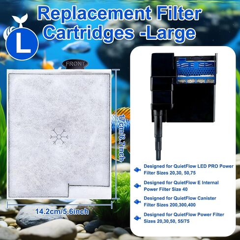 10 Pack Large Replacement Filters Cartridges Compatible with Aqueon QuietFlow LED Power Filter Size 20,30,50,75 & E Internal Power Filter Size 40 & Canister Filter Sizes 200/300/400 & Zilla Size 40 ﻿ in Kuwait
