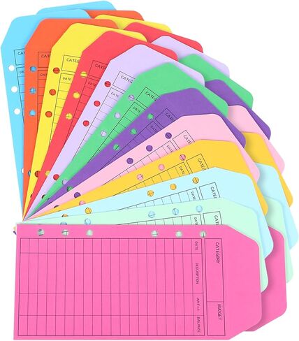24 PCS مظاريف نقدية للميزانية ، مظاريف ميزانية Cardstock للحصول على الميزانية النقدية ، مظروف المال للنقود النقدية ، وتوفير النقود لتتبع توفير الأموال 12 ملونة لـ A6 Binder in Kuwait