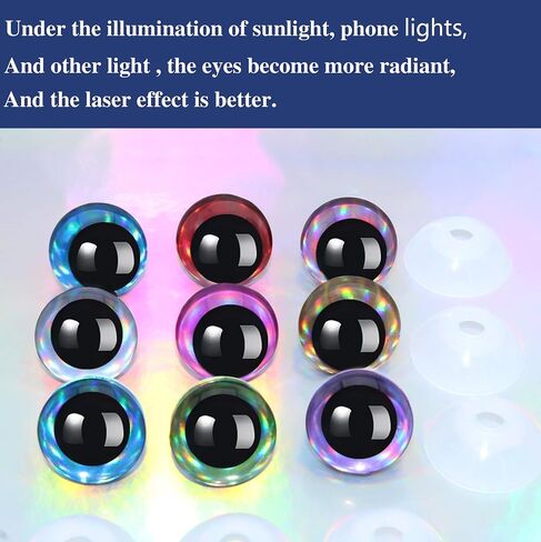 40Pcs 3D Glitter Safety Eyes and Washers for Crochet - Thalinfayi 25mm 5Colors Laser Moon Crochet Amigurumi Eyes Strabismus Safety Eyes for Amigurumi, Crafts, Crochet Doll DIY Making Supplies in Saudi Arabia