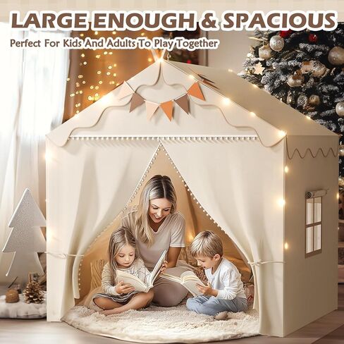 Treestone Play Tent for Kids ، 2 in 1 Toddler Tent مع حصيرة مبطنة وخفيفة ، ومسرح كبير للأطفال الداخليين والخارجيين ، و 2 من الأبواب و 4 نوافذ ، و 51 "× 39" × 53 "، وهدية لعبة للبنين والبنات in Kuwait