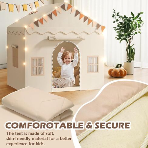 Treestone Play Tent for Kids ، 2 in 1 Toddler Tent مع حصيرة مبطنة وخفيفة ، ومسرح كبير للأطفال الداخليين والخارجيين ، و 2 من الأبواب و 4 نوافذ ، و 51 "× 39" × 53 "، وهدية لعبة للبنين والبنات in Kuwait