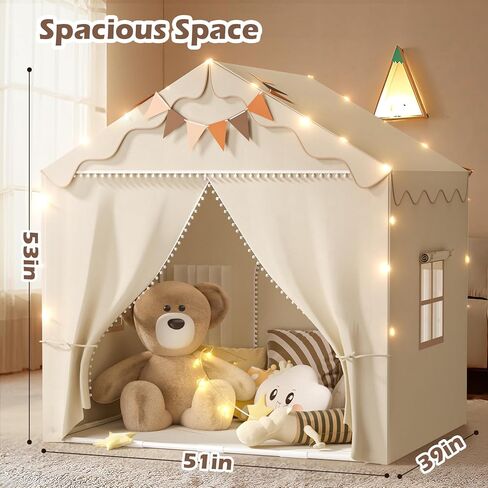 Treestone Play Tent for Kids ، 2 in 1 Toddler Tent مع حصيرة مبطنة وخفيفة ، ومسرح كبير للأطفال الداخليين والخارجيين ، و 2 من الأبواب و 4 نوافذ ، و 51 "× 39" × 53 "، وهدية لعبة للبنين والبنات in Kuwait