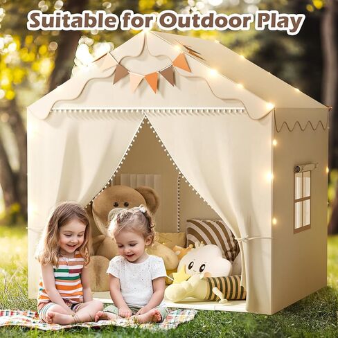 Treestone Play Tent for Kids ، 2 in 1 Toddler Tent مع حصيرة مبطنة وخفيفة ، ومسرح كبير للأطفال الداخليين والخارجيين ، و 2 من الأبواب و 4 نوافذ ، و 51 "× 39" × 53 "، وهدية لعبة للبنين والبنات in Kuwait