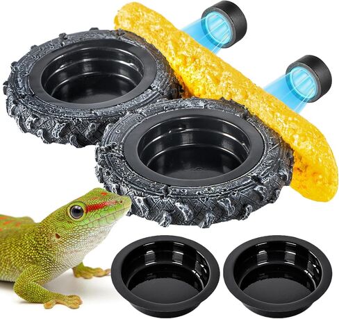 مغناطيسي Crested Crested Gecko حافة الحافة ، حافة تغذية الزواحف مع أوعية الطعام PVC ، طبق مياه الزواحف على شكل إطار ل cretted Gecko Leopard Gecko Lizard Frog Dragon in Kuwait