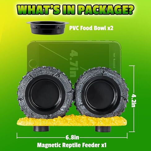 مغناطيسي Crested Crested Gecko حافة الحافة ، حافة تغذية الزواحف مع أوعية الطعام PVC ، طبق مياه الزواحف على شكل إطار ل cretted Gecko Leopard Gecko Lizard Frog Dragon in Kuwait