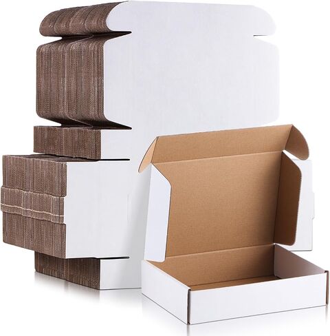 Qilery 200 Pcs Shipping Boxes Corrugated Cardboard Mailer Boxes Packaging Present Gift for Shipping Mailing Small Business(7 x 5 x 2 Inch,White) in Saudi Arabia