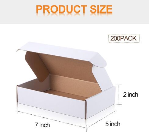 Qilery 200 Pcs Shipping Boxes Corrugated Cardboard Mailer Boxes Packaging Present Gift for Shipping Mailing Small Business(7 x 5 x 2 Inch,White) in Saudi Arabia