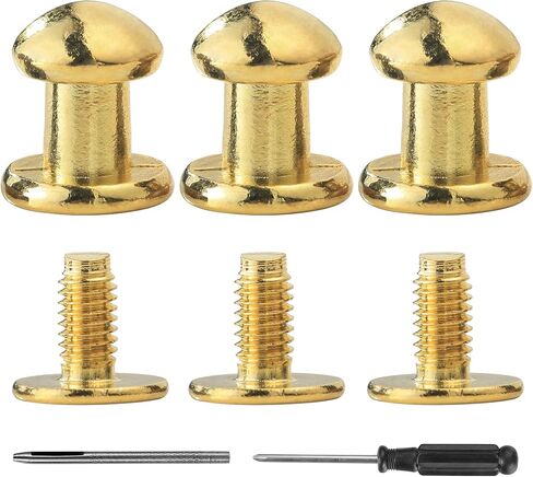 YORANYO 75 Sets 8MM Round Head Button Stud for Leather Chicago Screws Spikes and Stud Leather Rivets Screws Button Rivets for Repair and Decorate Clothing Shoes Belts Bags Dog Collars (Mixed in Box) in Kuwait