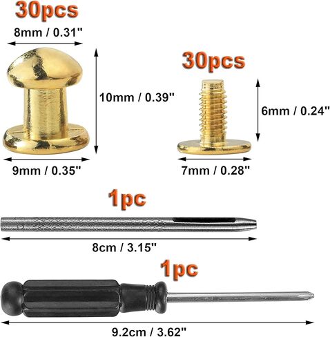 YORANYO 75 Sets 8MM Round Head Button Stud for Leather Chicago Screws Spikes and Stud Leather Rivets Screws Button Rivets for Repair and Decorate Clothing Shoes Belts Bags Dog Collars (Mixed in Box) in Kuwait