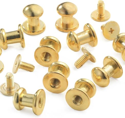 YORANYO 75 Sets 8MM Round Head Button Stud for Leather Chicago Screws Spikes and Stud Leather Rivets Screws Button Rivets for Repair and Decorate Clothing Shoes Belts Bags Dog Collars (Mixed in Box) in Kuwait