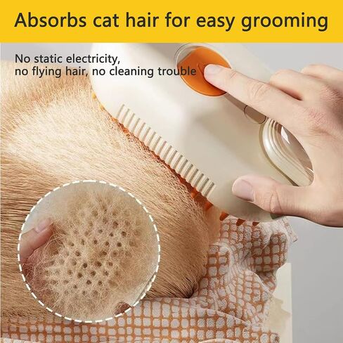 Pet Steam Brush for Cat & Dogs, Spray Hair Removal Comb, 3 in 1 Rechargeable Steam Cat Brush for Shedding & Grooming, Self-Cleaning Pet Brushes with Thermal Steam Tech (White) in Saudi Arabia