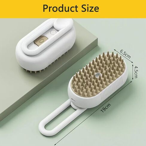 Pet Steam Brush for Cat & Dogs, Spray Hair Removal Comb, 3 in 1 Rechargeable Steam Cat Brush for Shedding & Grooming, Self-Cleaning Pet Brushes with Thermal Steam Tech (White) in Saudi Arabia