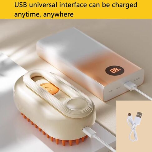 Pet Steam Brush for Cat & Dogs, Spray Hair Removal Comb, 3 in 1 Rechargeable Steam Cat Brush for Shedding & Grooming, Self-Cleaning Pet Brushes with Thermal Steam Tech (White) in Saudi Arabia