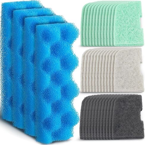 40 Pcs Replacement Filter Media Kit Compatible with Fluval 406/407 Aquarium Filters Including 4 Biological Foams, 12 Ammonia Remover, 12 Phosphate Remover, 12 Nitrite Remover in Kuwait