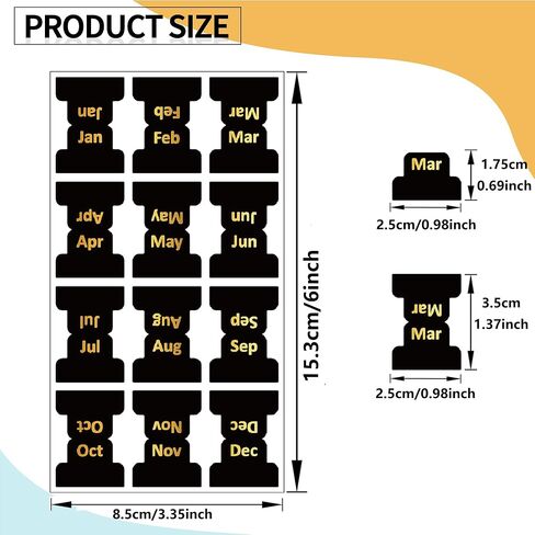 10 Sheets Adhesive Monthly Tabs & 120 Planner Stickers – Calendar Index Tabs for Office, Study, Journal, Notebook – Decorative Monthly Labels in Kuwait