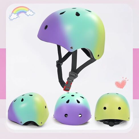 خوذة دراجة للأطفال متدرجة الألوان، خوذة دراجة للأطفال قابلة للتعديل من طفل صغير إلى شباب، 11 فتحة تصميم للسلامة والتهوية لركوب الدراجات والتزلج على الجليد وسكوتر التزلج in Kuwait